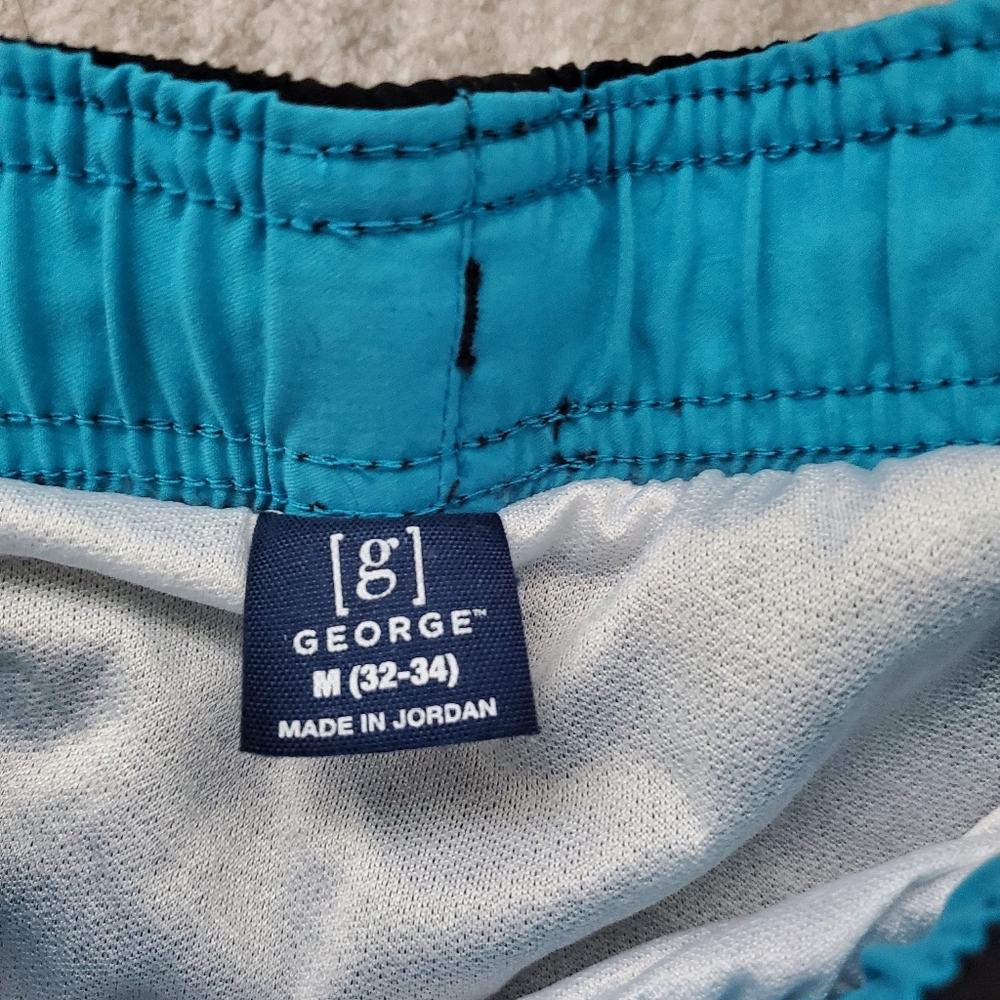 George Turquoise and Black Swim Shorts - Picture 2 of 3